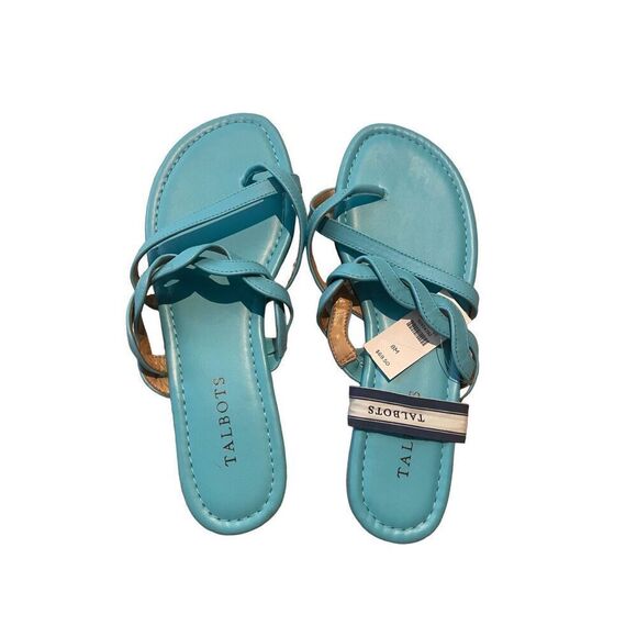 NWT Talbots Womens Turquoise Nappa Leather Gia Twist Sandals Size 8M - Picture 2 of 10